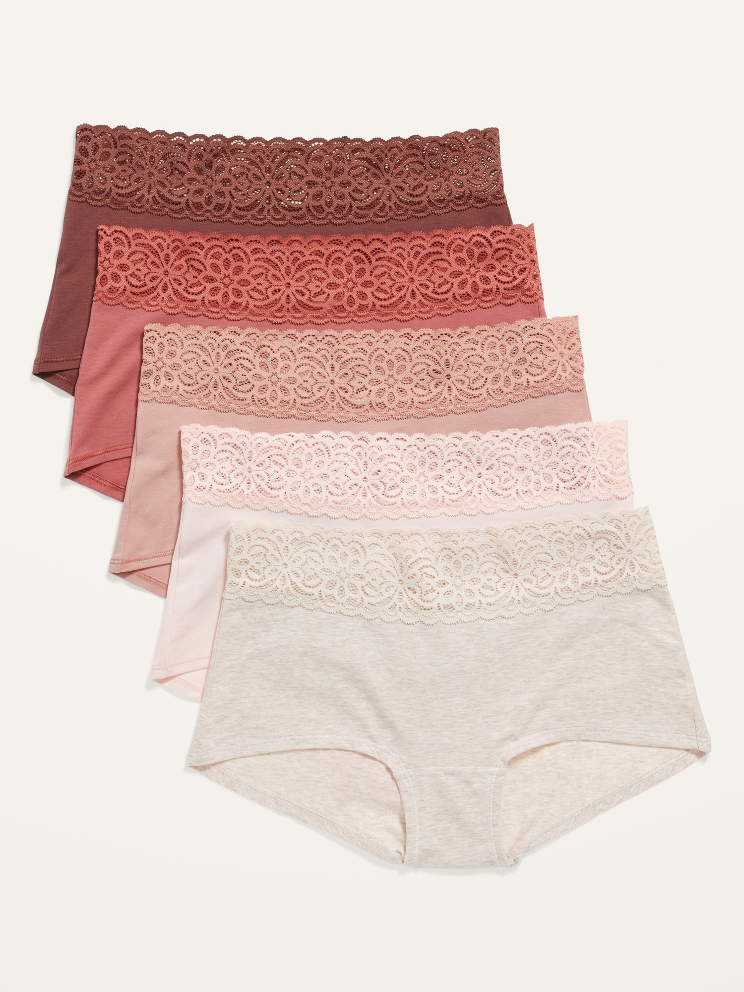 Supima® Cotton-Blend Lace-Trim Boyshort Underwear 5-Pack for Women