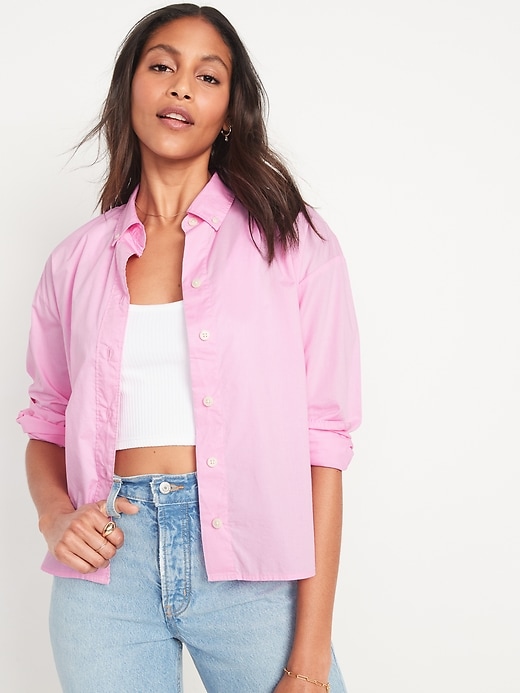 Old Navy LongSleeve Cropped Boyfriend Shirt for Women
