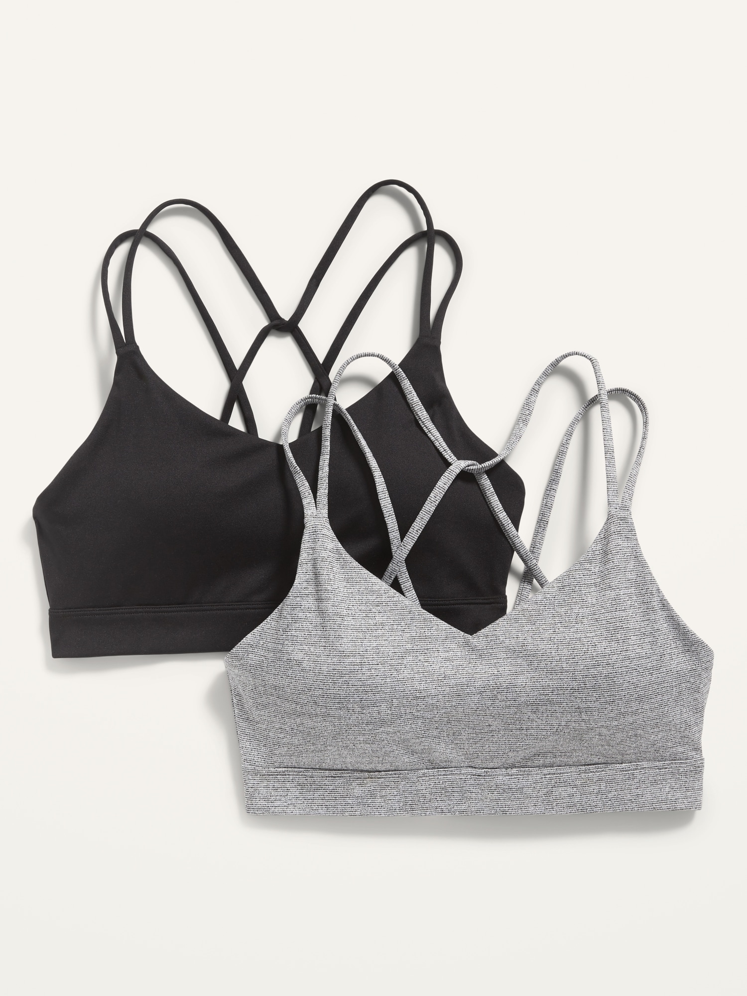 Old Navy Light Support Strappy V-Neck Sports Bra 2-Pack for Women multi. 1