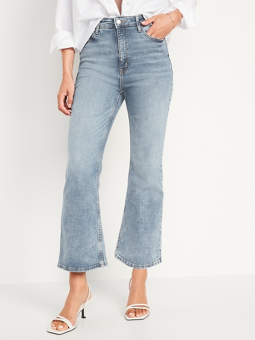 Higher High-Waisted Cropped Flare Jeans for Women