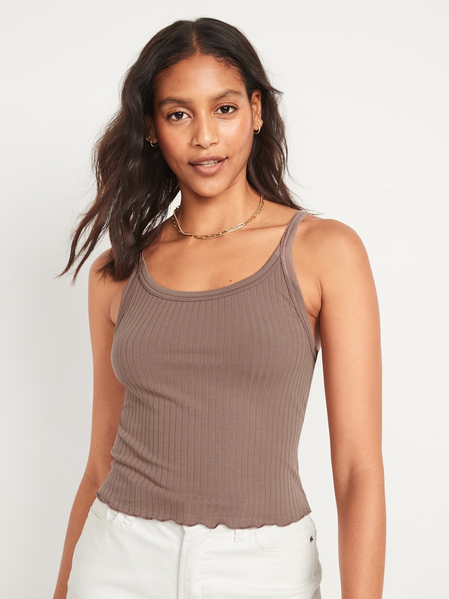 Fitted Cropped Rib-Knit Cami Top for Women