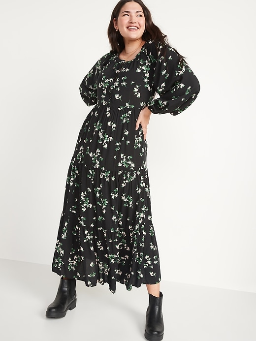 Old navy black floral swing dress online