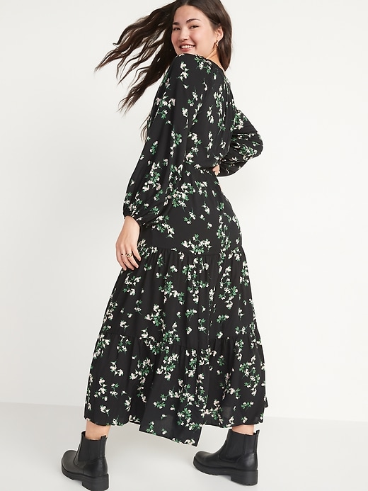 Long Sleeve Tiered Floral Maxi Swing Dress Old Navy