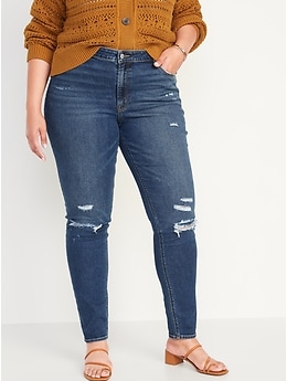 Mid-Rise Rockstar Super-Skinny Ripped Jeans for Women