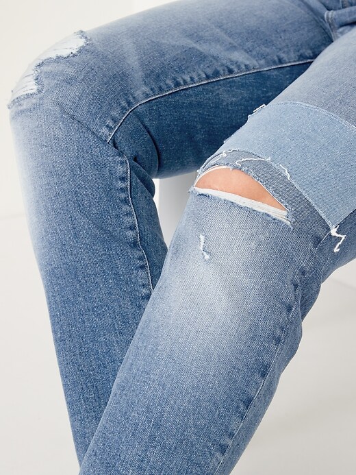Image number 3 showing, High-Waisted OG Straight Patchwork Ripped Ankle Jeans for Women