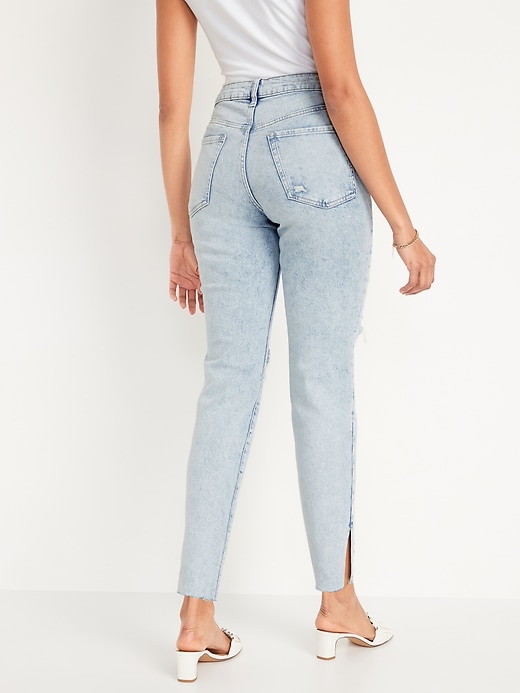 Image number 2 showing, High-Waisted Button-Fly OG Straight Ripped Side-Slit Jeans for Women