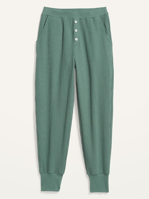 Image number 4 showing, High-Waisted Waffle-Knit Pajama Jogger Pants