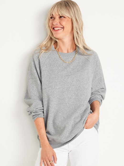 Image number 1 showing, Long-Sleeve Vintage Oversized Heathered Tunic Sweatshirt for Women