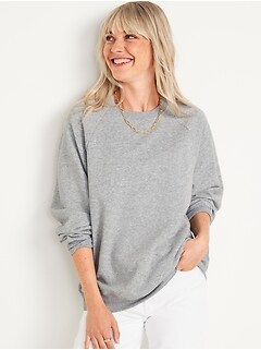 Long-Sleeve Vintage Oversized Heathered Tunic Sweatshirt for Women