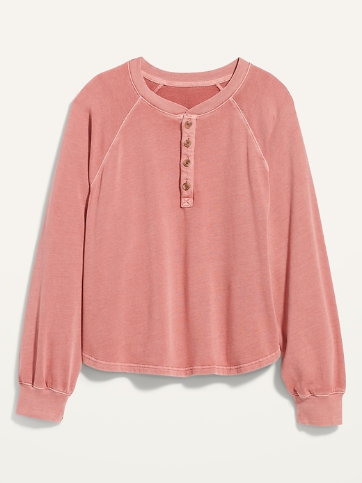 Image number 4 showing, Long-Sleeve Henley Sweatshirt for Women