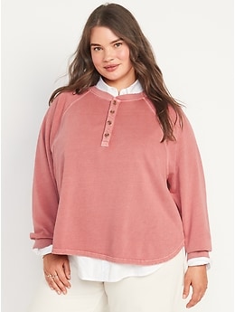 Long-Sleeve Henley Sweatshirt for Women
