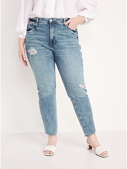 High-Waisted O.G. Straight Ripped Cut-Off Ankle Jeans for Women