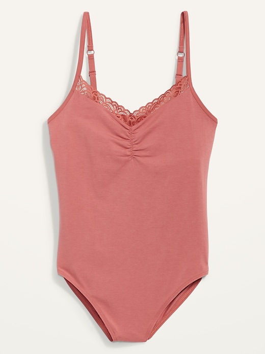Image number 4 showing, Lace-Trimmed Supima® Cotton-Blend Cheeky Bodysuit