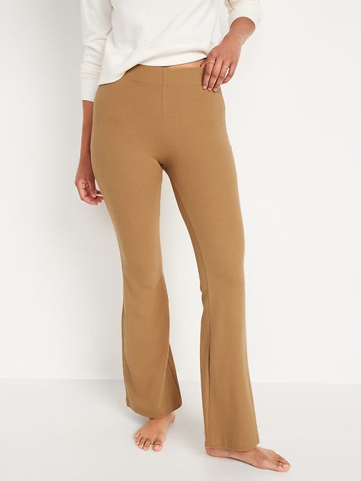 Image number 1 showing, High Waisted Rib-Knit Flare Leggings for Women
