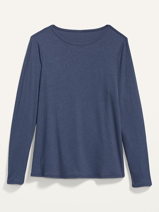 Long-Sleeve Luxe Heathered Rib-Knit T-Shirt | Old Navy