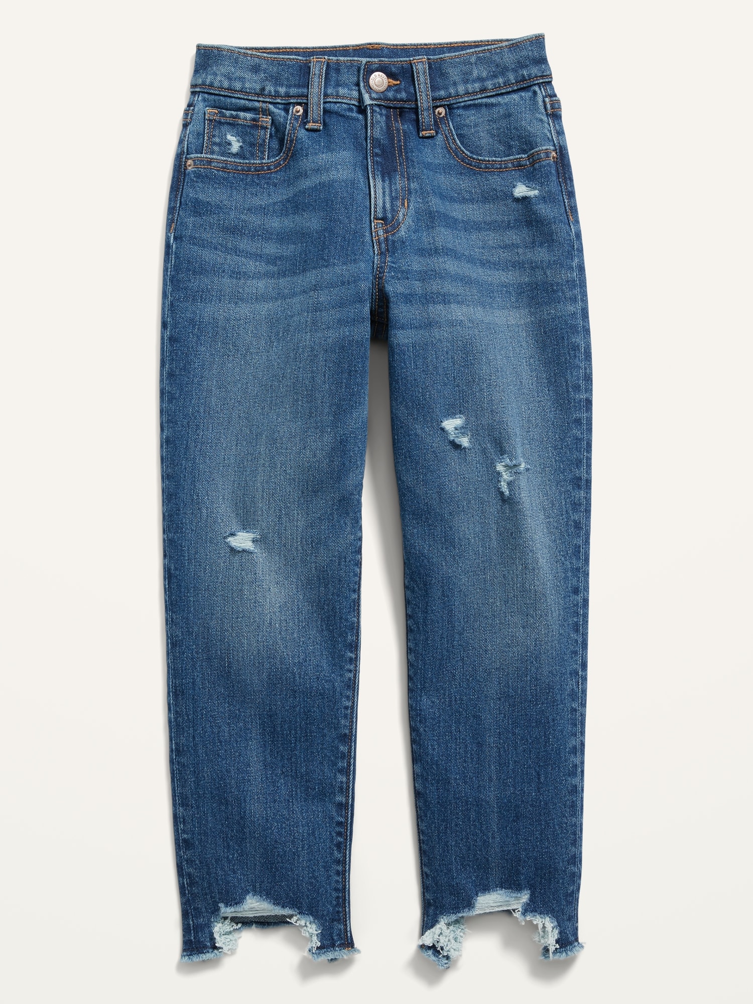 High-Waisted O.G. Straight Ripped Frayed-Hem Jeans for Girls | Old Navy