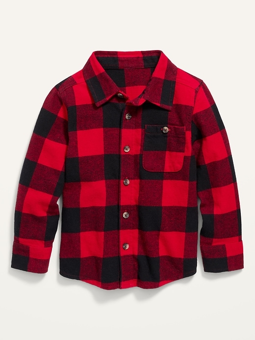 Image number 1 showing, Long-Sleeve Plaid Pocket Shirt for Toddler Boys