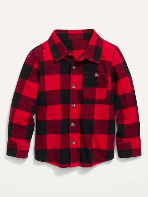 Long-Sleeve Plaid Pocket Shirt for Toddler Boys