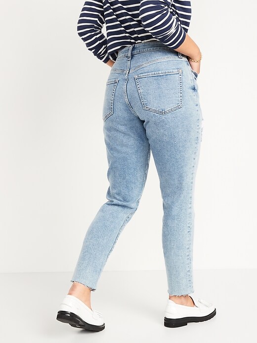 Image number 2 showing, Curvy High-Waisted OG Straight Distressed Cut-Off Jeans for Women