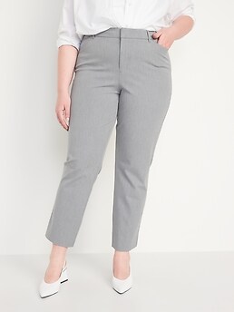 High-Waisted Heathered Straight-Leg Pixie Pants for Women