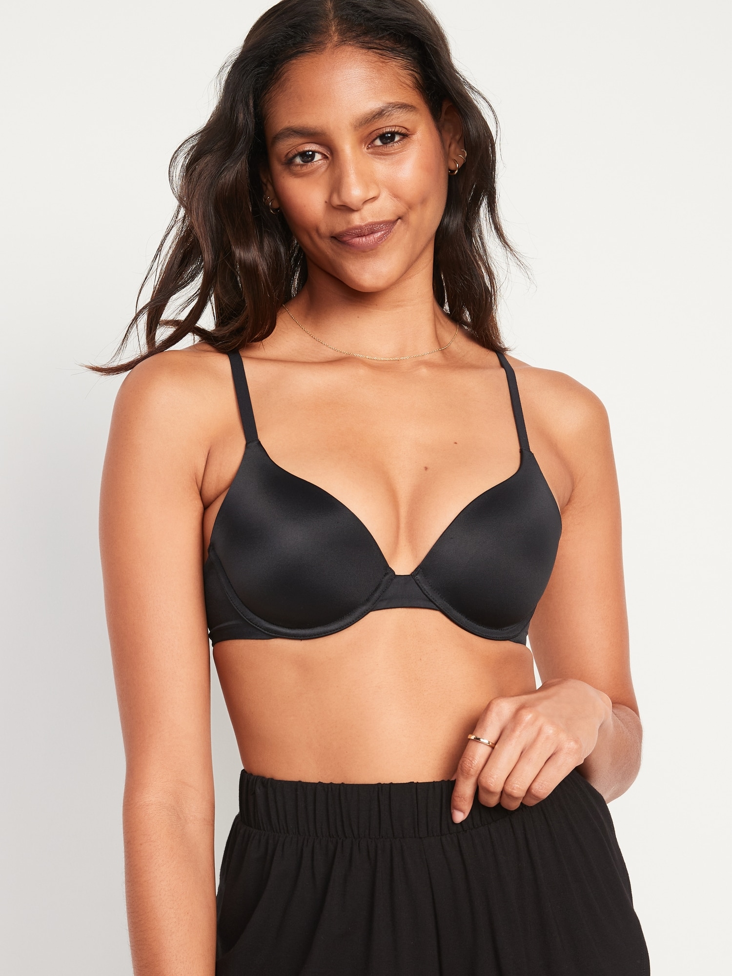 Women Gathering Ruched Shaper Bra High Support Texture Full-Coverage Tshirt  Bra Sewn-in Pads Deep Cup Wirefree Bras at  Women's Clothing store