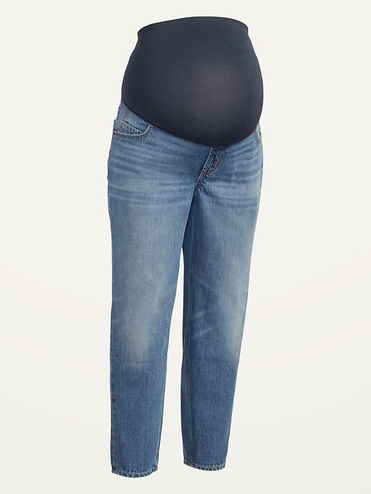 Image number 4 showing, Maternity Full Panel Slouchy Taper Cropped Jeans
