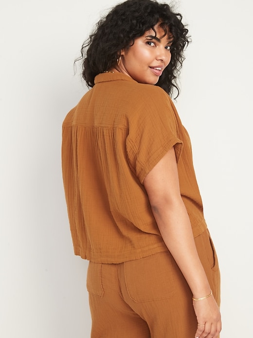 Image number 5 showing, Short-Sleeve Loose Shirt for Women