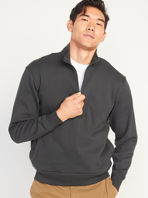 Oversized QuarterZip MockNeck Sweatshirt for Men Old Navy