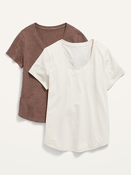 Short-Sleeve EveryWear Slub-Knit T-Shirt 2-Pack for Women
