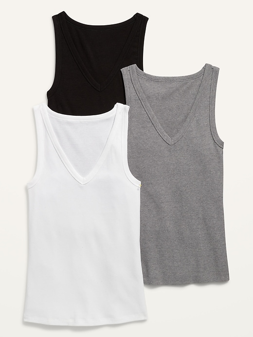 Image number 1 showing, Slim-Fit First Layer Rib-Knit Tank Top 3-Pack for Women