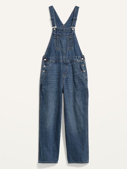Image number 4 showing, Baggy Wide-Leg Non-Stretch Jean Overalls