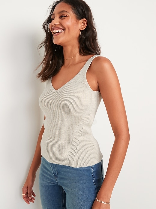 Image number 1 showing, V-Neck Rib-Knit Sweater Tank Top for Women