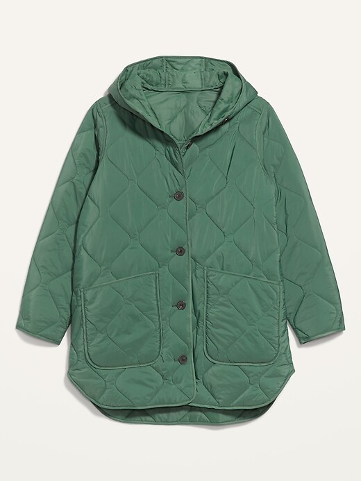 Image number 4 showing, Hooded Quilted Utility Coat for Women