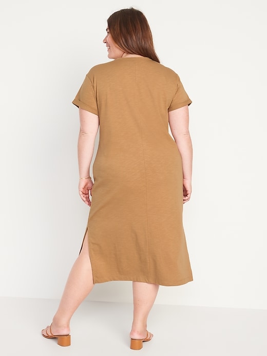 Image number 8 showing, Short-Sleeve Henley T-Shirt Midi Shift Dress for Women