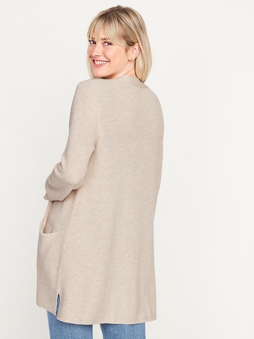 Image number 2 showing, Shaker-Stitch Long-Line Open-Front Sweater for Women