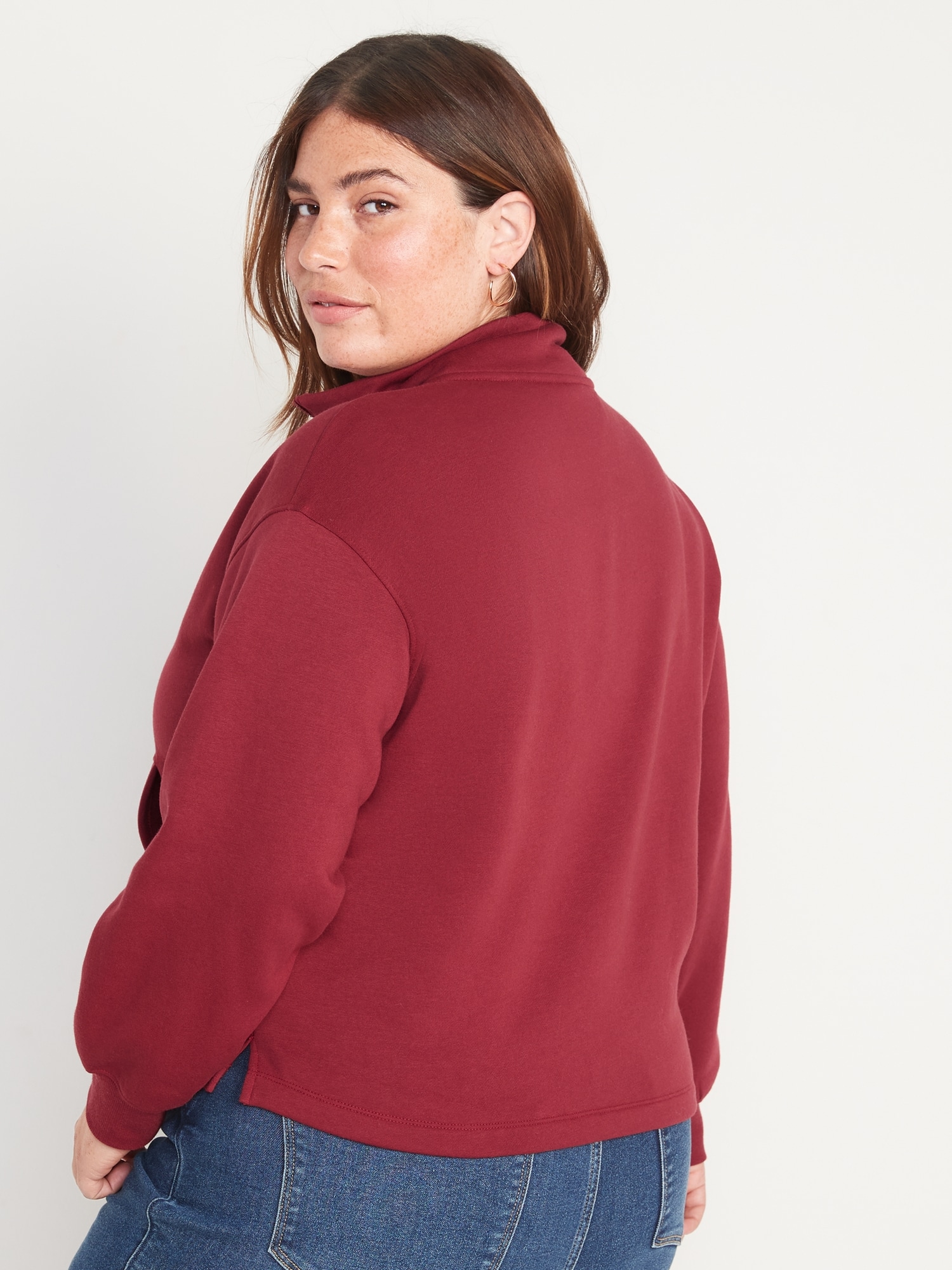 Mock-Neck Quarter-Zip Fleece Sweatshirt for Women | Old Navy