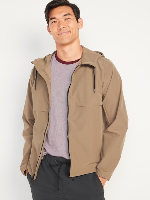 StretchTech Water-Repellent Hooded Zip Jacket