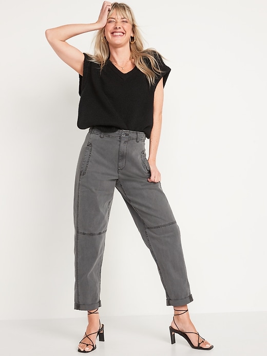 Image number 3 showing, High-Waisted Slouchy Balloon Workwear Pants