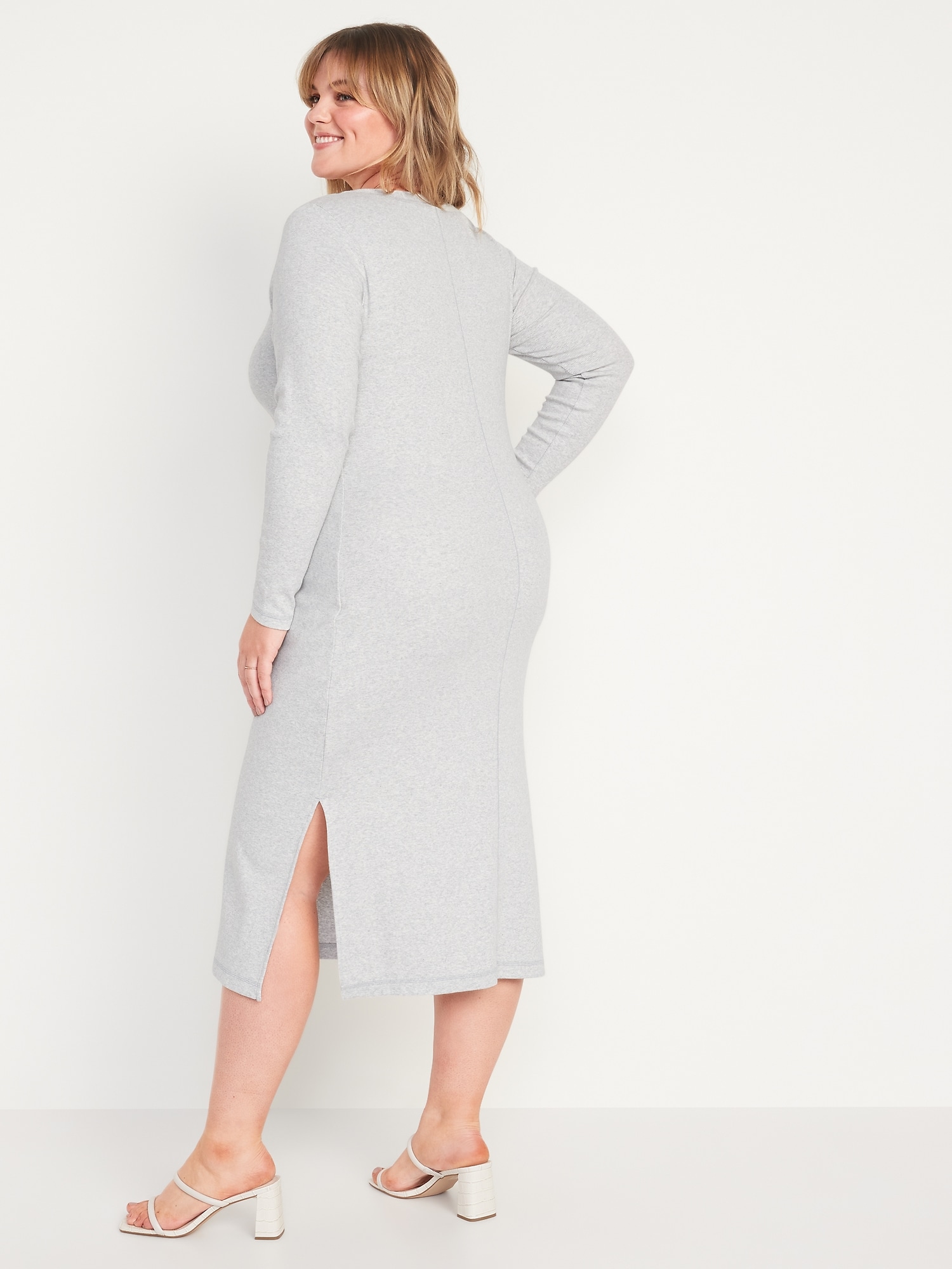 Under Knee Wool Women Dress Long Sleeve Unique Reversible Dress