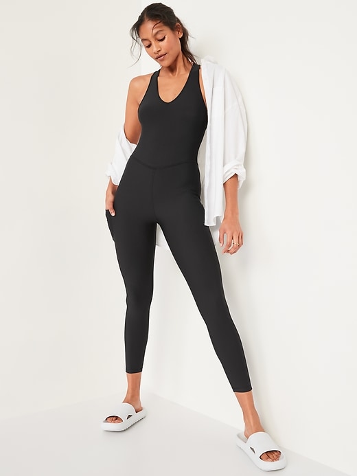 Image number 1 showing, PowerSoft Sleeveless Open-Back Bodysuit -- 25-inch inseam