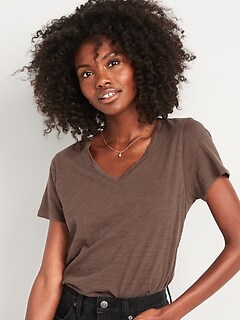 Short-Sleeve EveryWear V-Neck Slub-Knit T-Shirt for Women