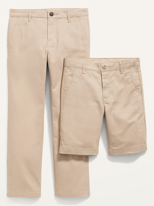 Voir une image plus grande du produit 1 de 2. Pantalon et short d’uniforme droits à Extensibilité intégrée pour Garçon (paquet de 2, tombe au genou)
