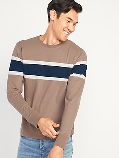 Soft-Washed Center-Stripe Long-Sleeve T-Shirt for Men