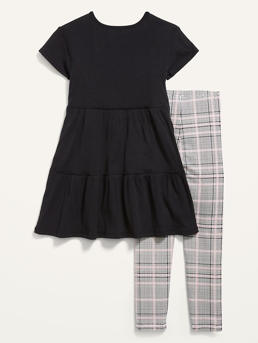 Tiered RibKnit Swing Dress & Leggings Set for Girls Old Navy