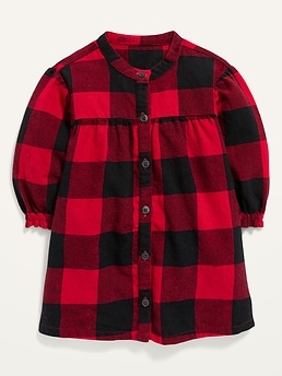 Girls red flannel dress hotsell