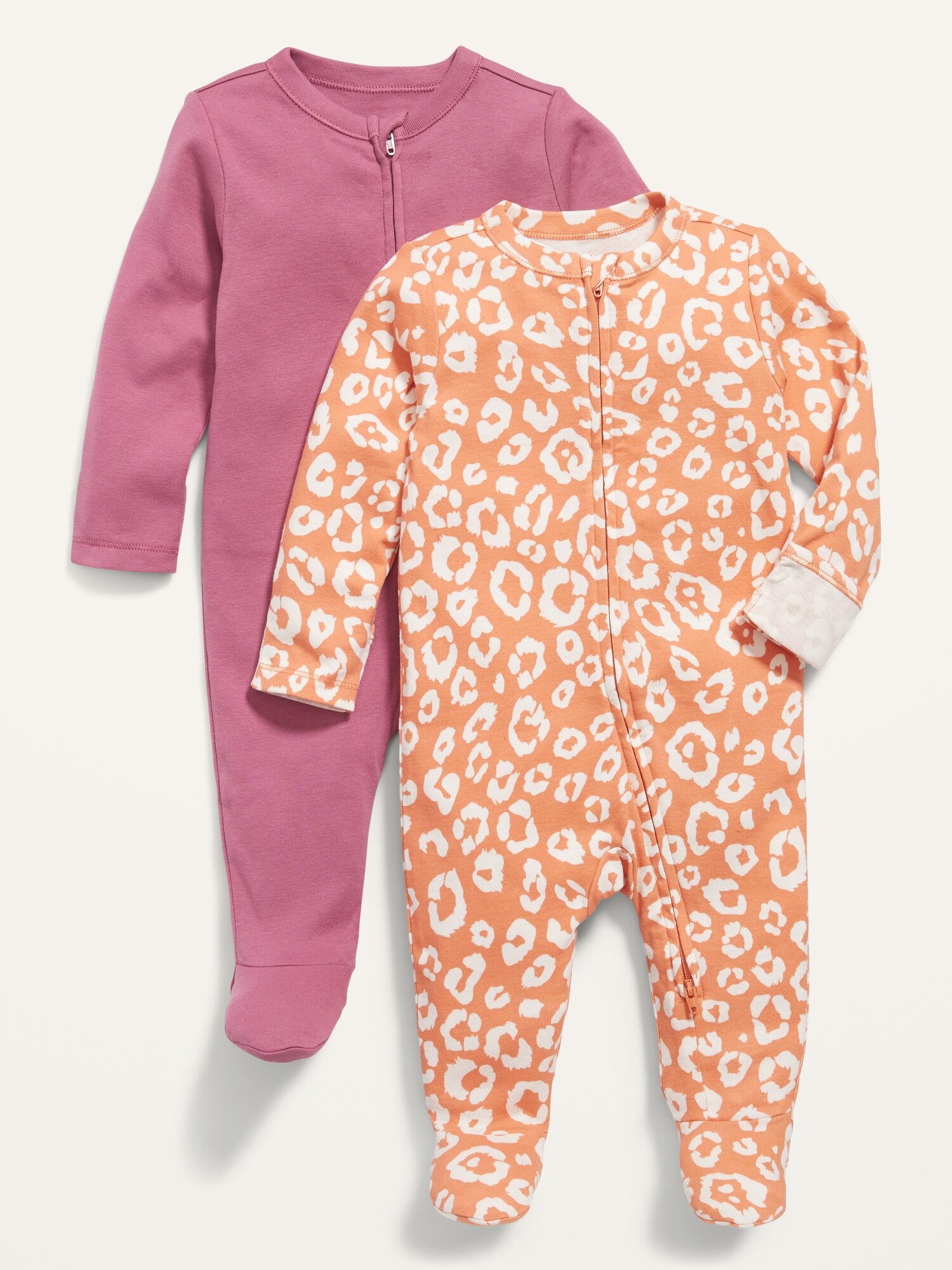 Unisex Sleep & Play 2-Way-Zip Footed One-Piece 2-Pack for Baby