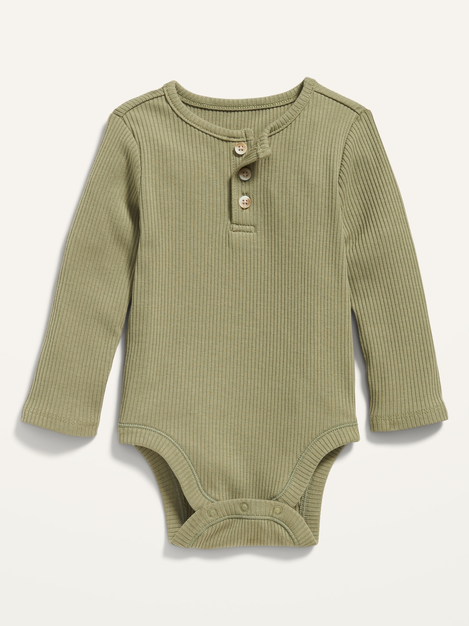 Rib Knit Long Sleeve Button Bodysuit