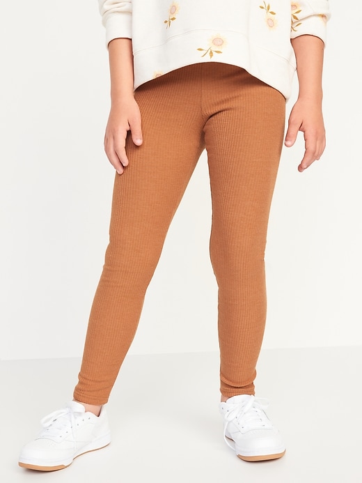 Image number 1 showing, Full-Length Built-In Tough Rib-Knit Leggings for Girls