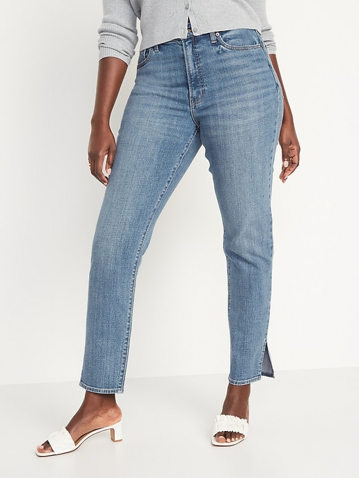 Image number 5 showing, High-Waisted OG Straight Side-Slit Ankle Jeans