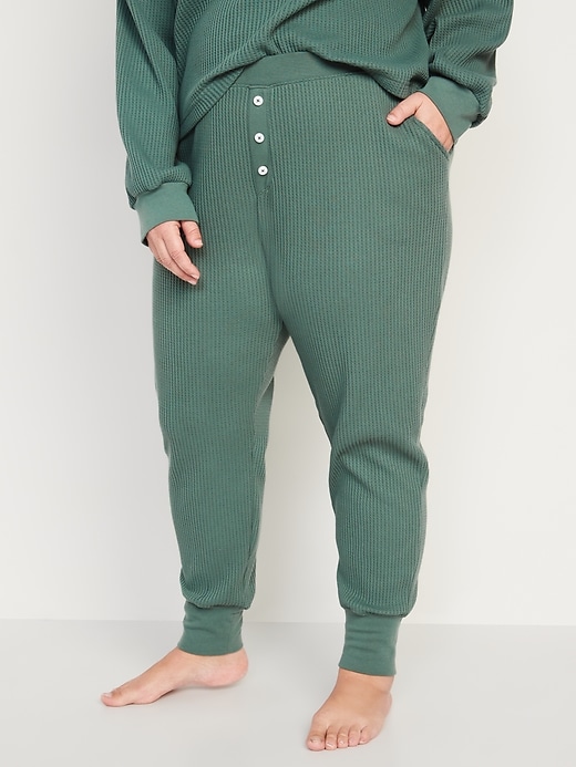 Image number 7 showing, High-Waisted Waffle-Knit Pajama Jogger Pants